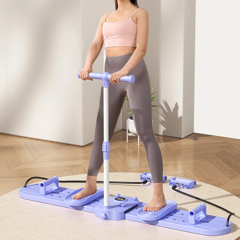 Pilates Ski Board – Pelvic & Hip Strengthener with Handle & Resistance Ropes