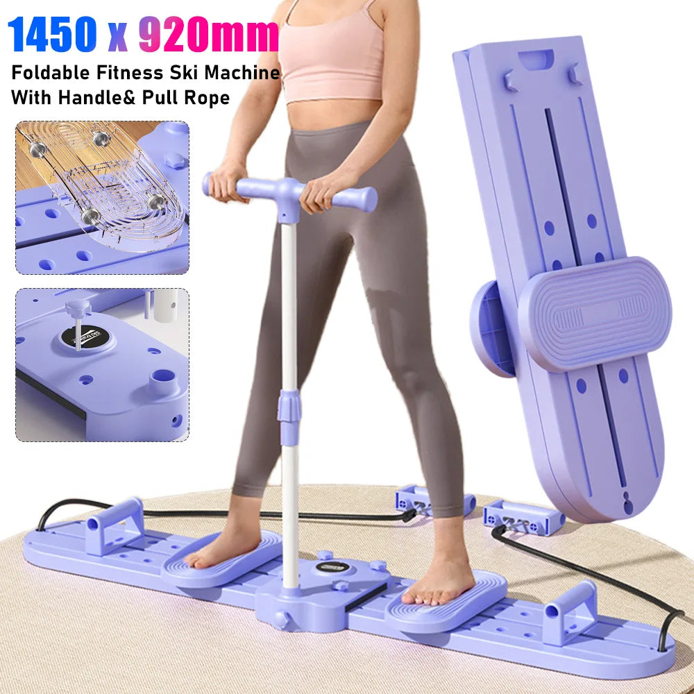 Pilates Ski Board – Pelvic & Hip Strengthener with Handle & Resistance Ropes