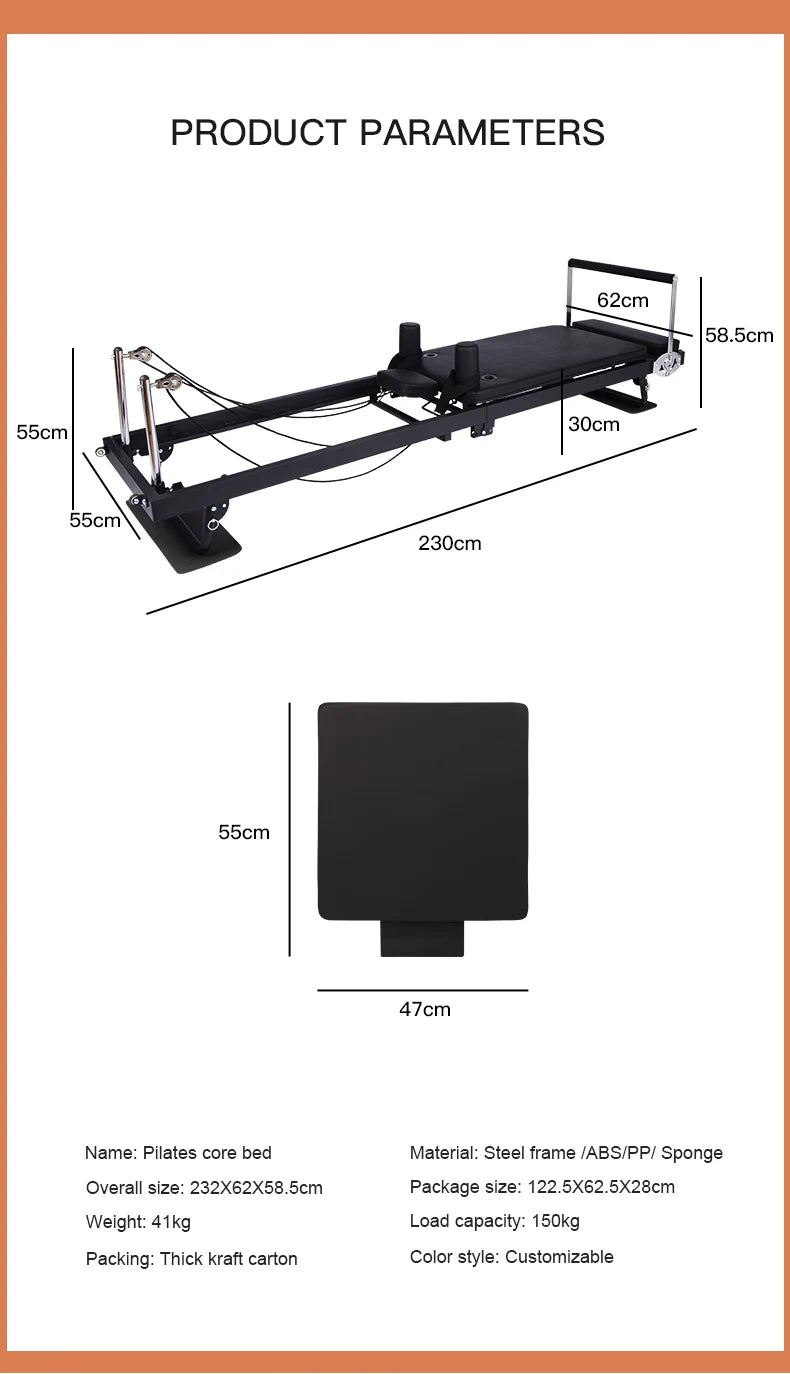Pilates Reformer – Foldable Core Bed with Dual Resistance