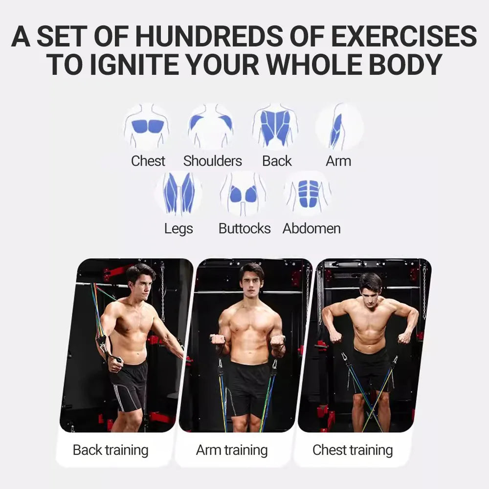 Adjustable Resistance Bands Set – 35LB to 150LB Total Tension